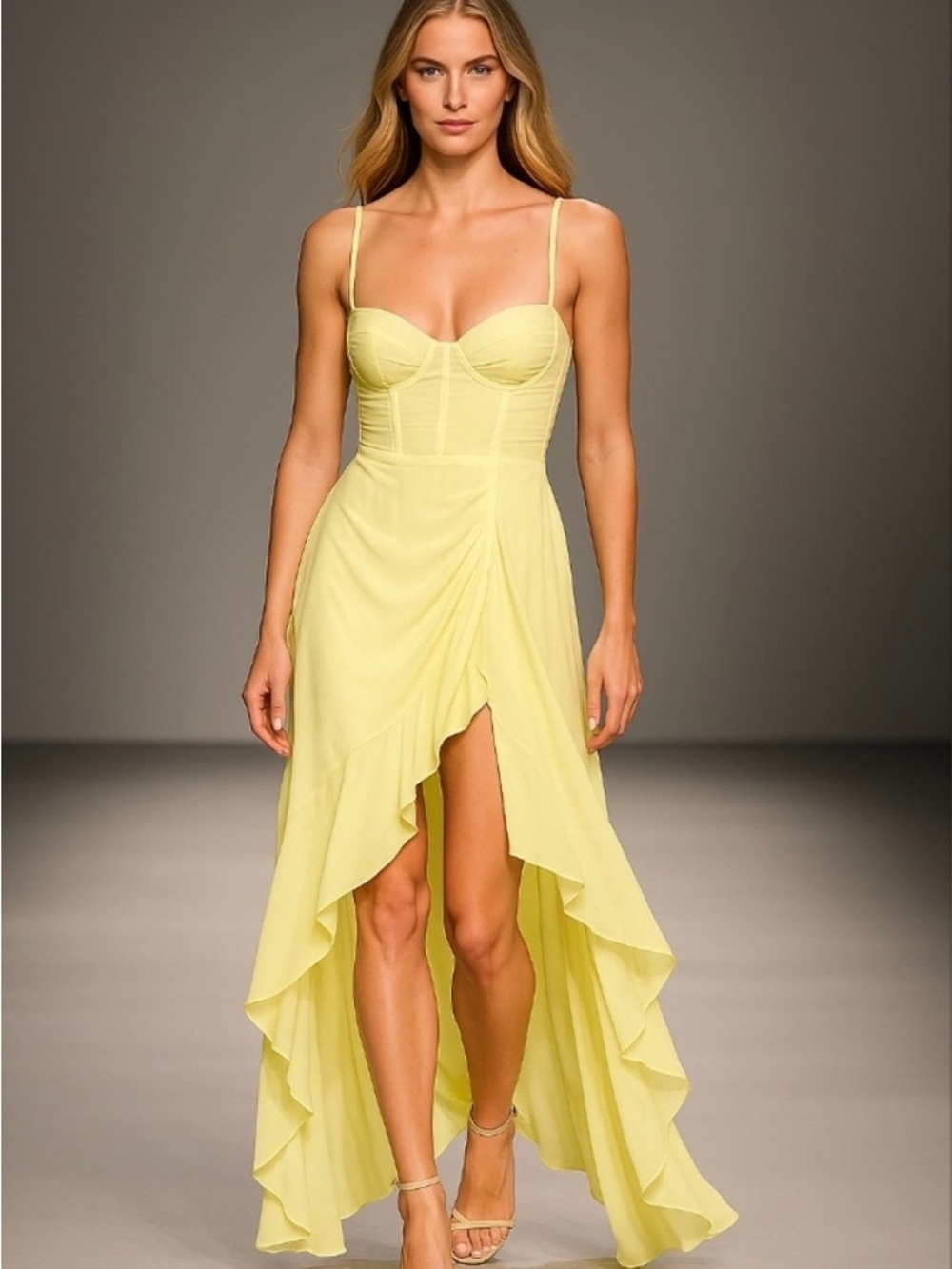 NWT For Love And Lemons Yellow June Maxi Dress